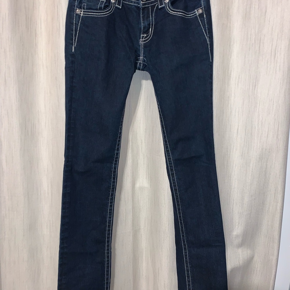 Miss Me Straight Leg Dark Blue Jeans